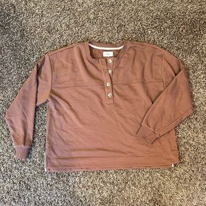 Lou & Grey Rust Button Up Sweatshirt, EUC, size M